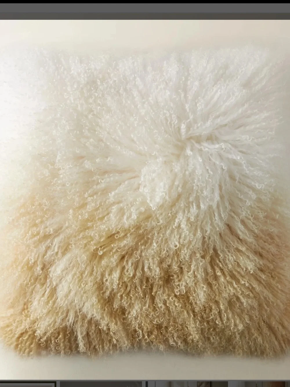 Plush Ombre Mongolian Accent Pillow - Cream to Tan/gold (Set of 2)